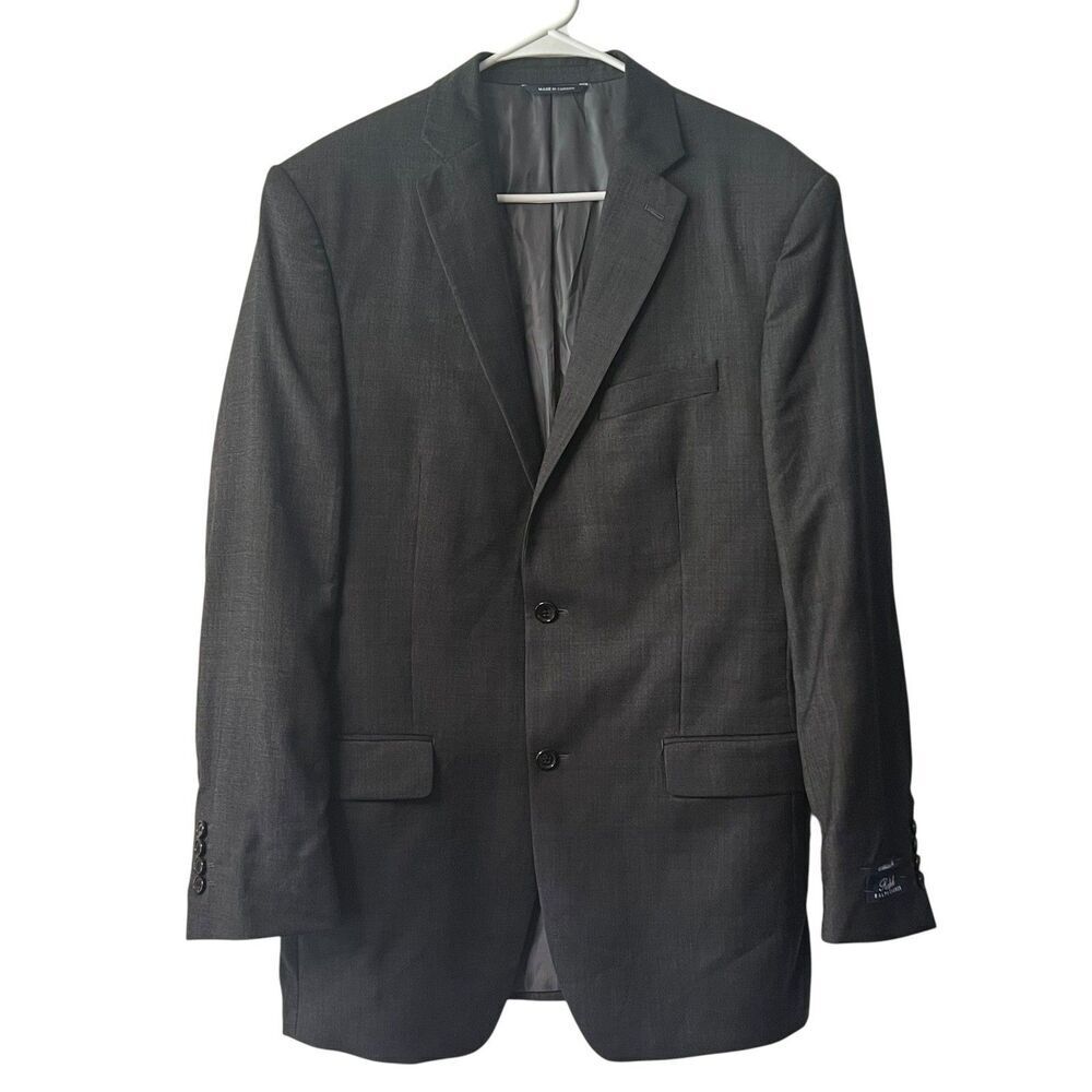 Ralph Lauren Blazer Coat Men's Size 40L Athletic Fit Wool Natural Gray